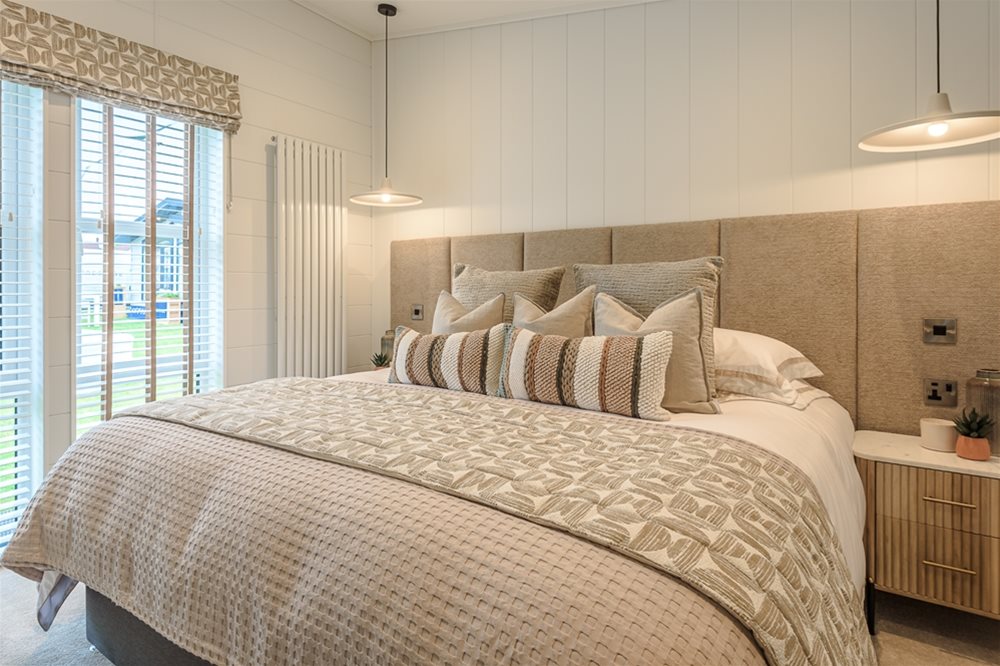 Landscape Living Bespoke Lodge static caravan Woolacombe master bedroom