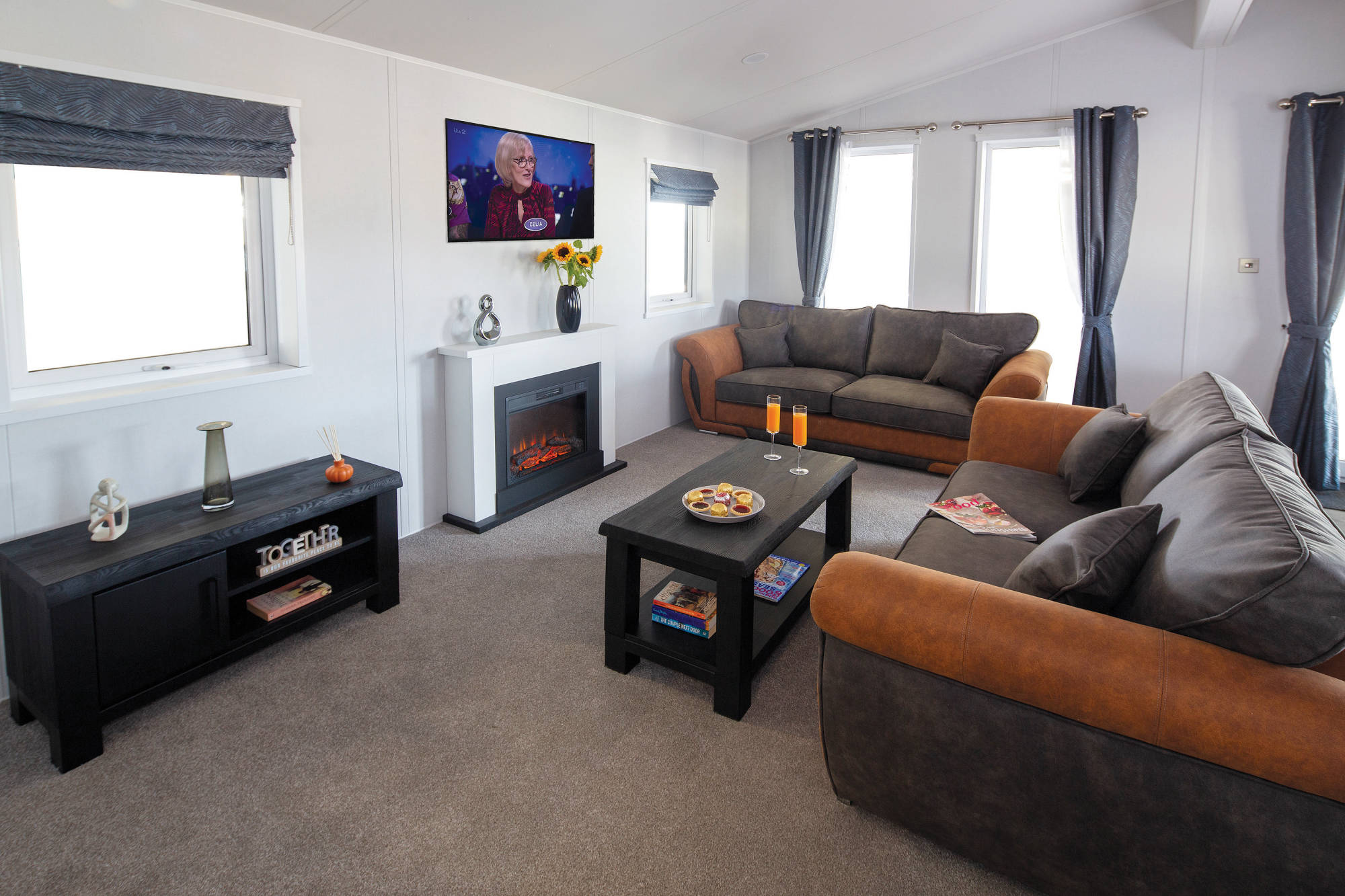 New Delta Brentwood Static Caravan Residential Twin Lodge living room