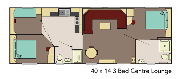 40' x 14' 3-bed Centre Lounge - £51,995