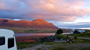 touring caravan sunset view