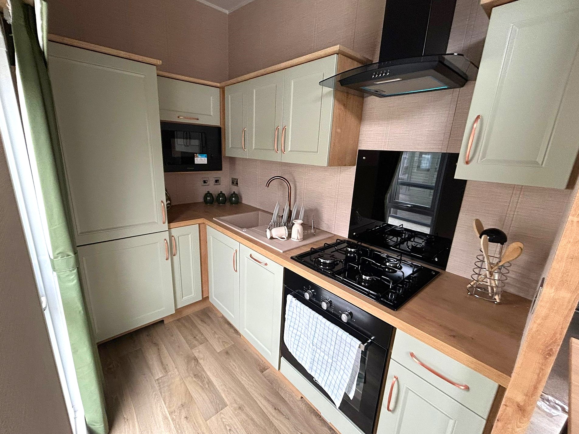 New Delta Cottage static caravan tiny home kitchen