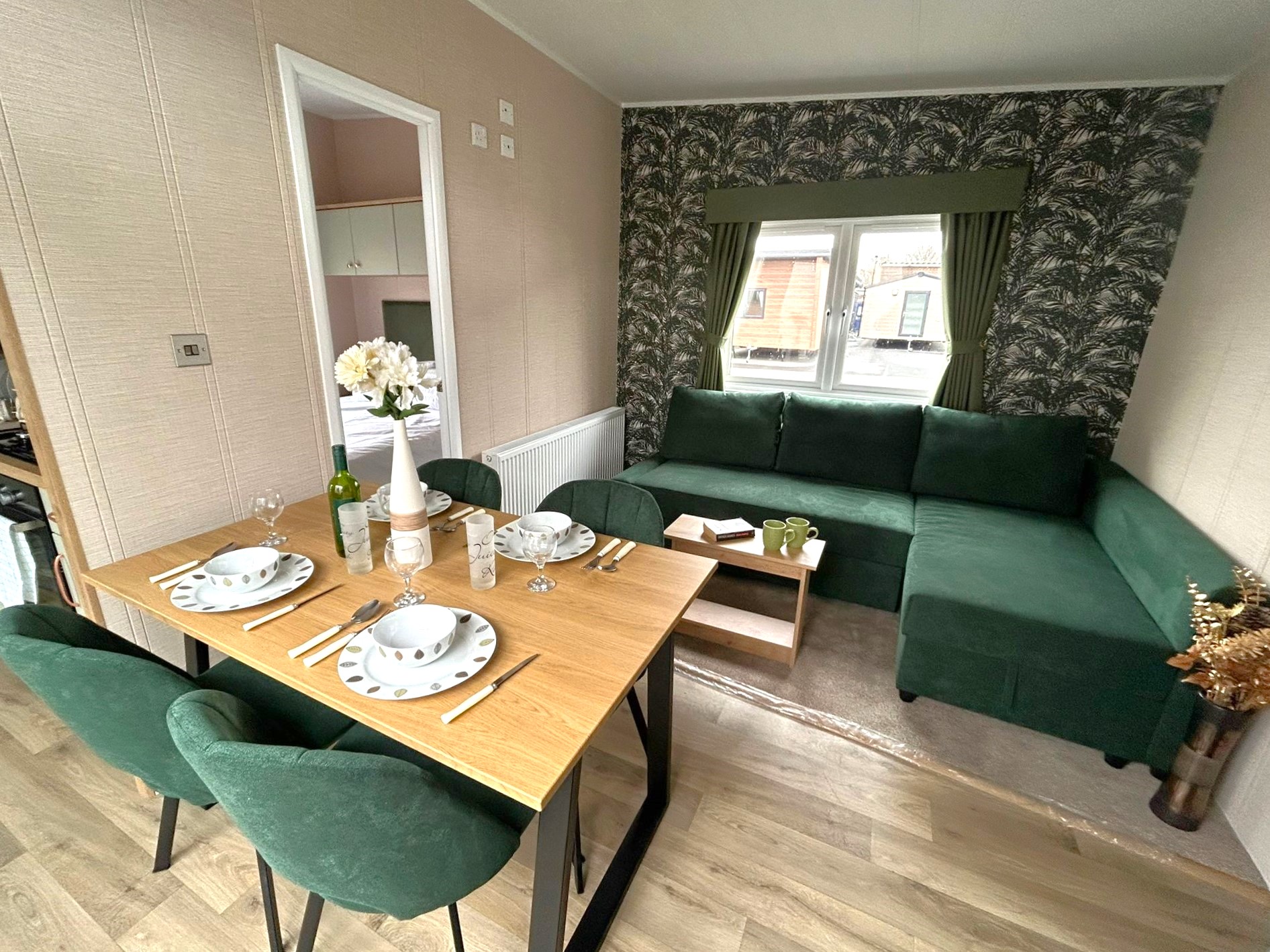 New Delta Cottage static caravan tiny home lounge diner
