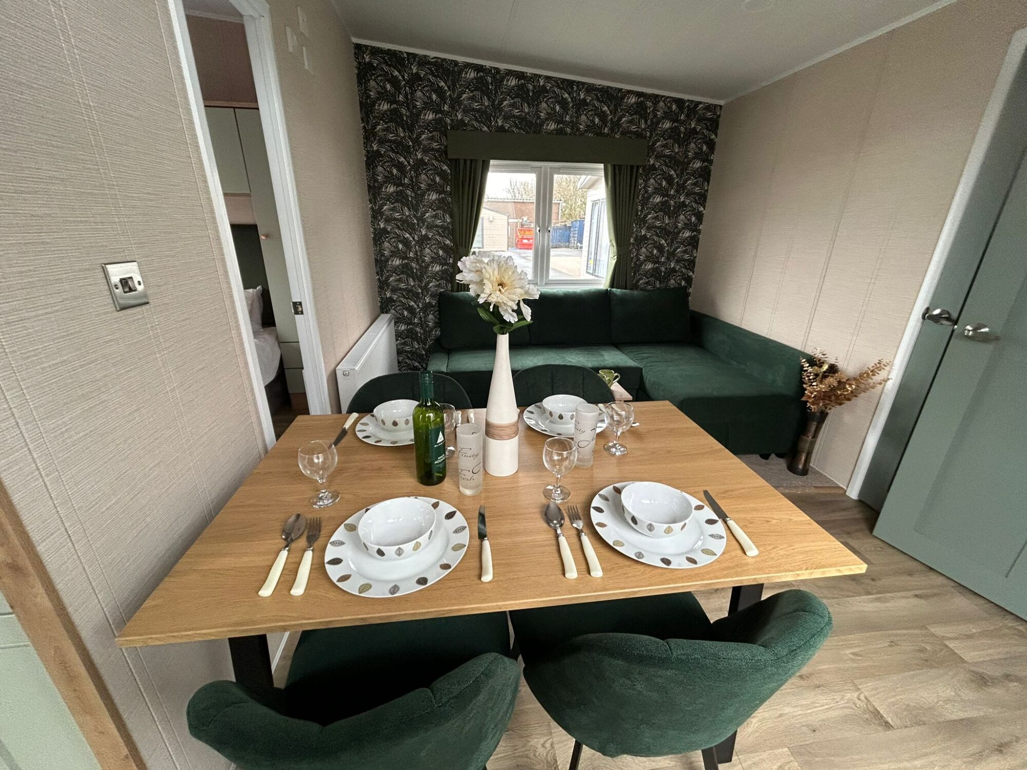 New Delta Cottage Micro Home static caravan lounge diner