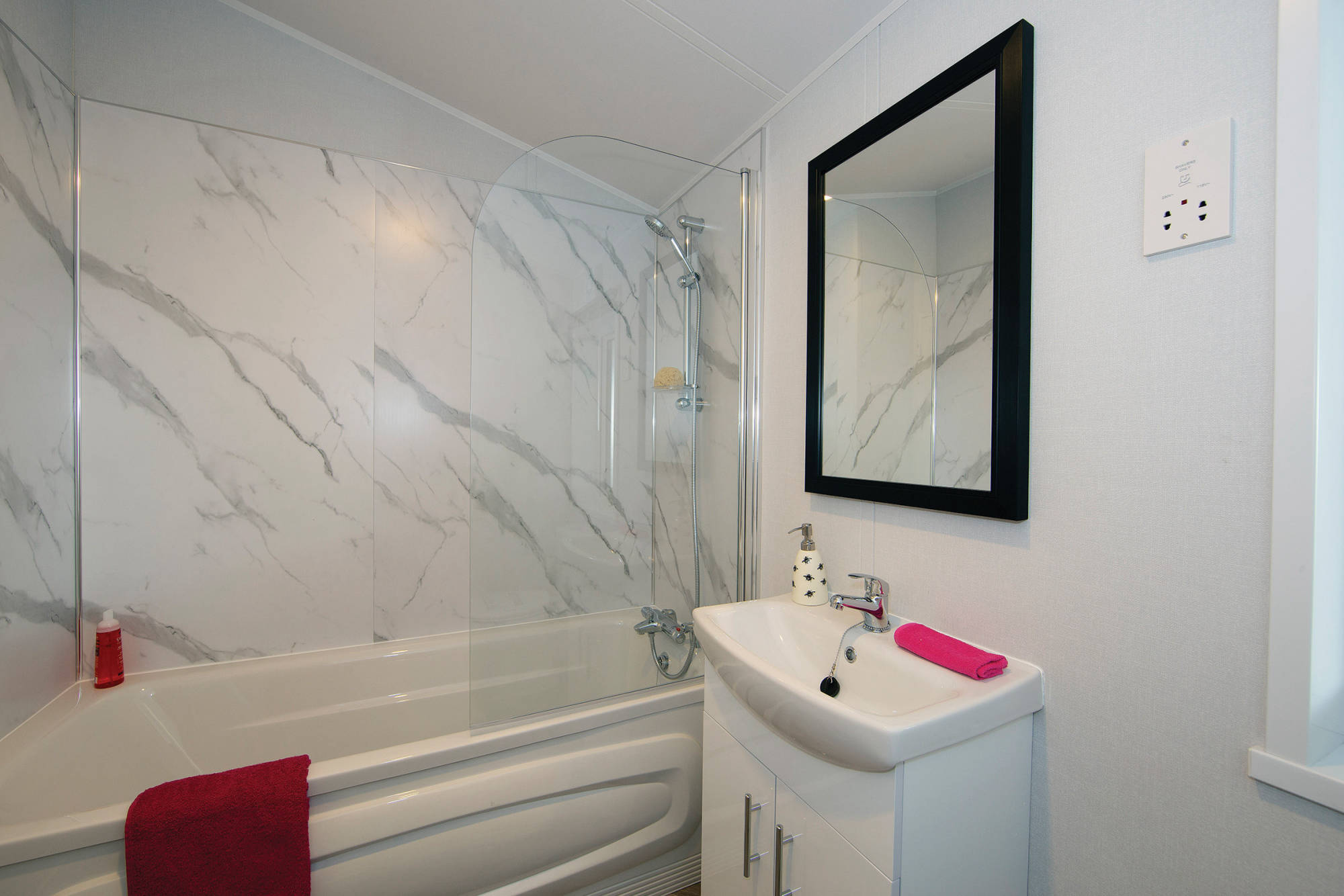 New Delta Newbury Static Caravan Residential Twin Lodge bathroom with full size bath