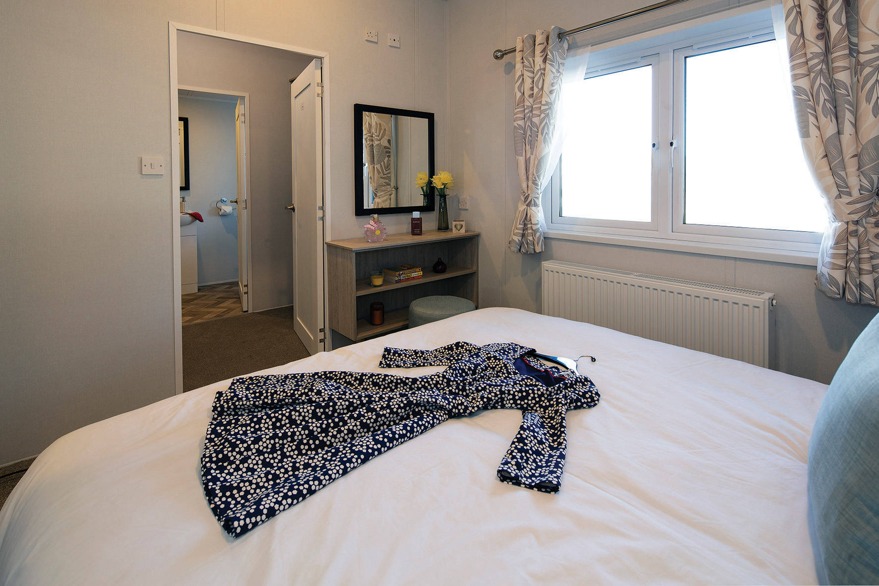 New Delta Newbury Static Caravan Residential Twin Lodge main bedroom