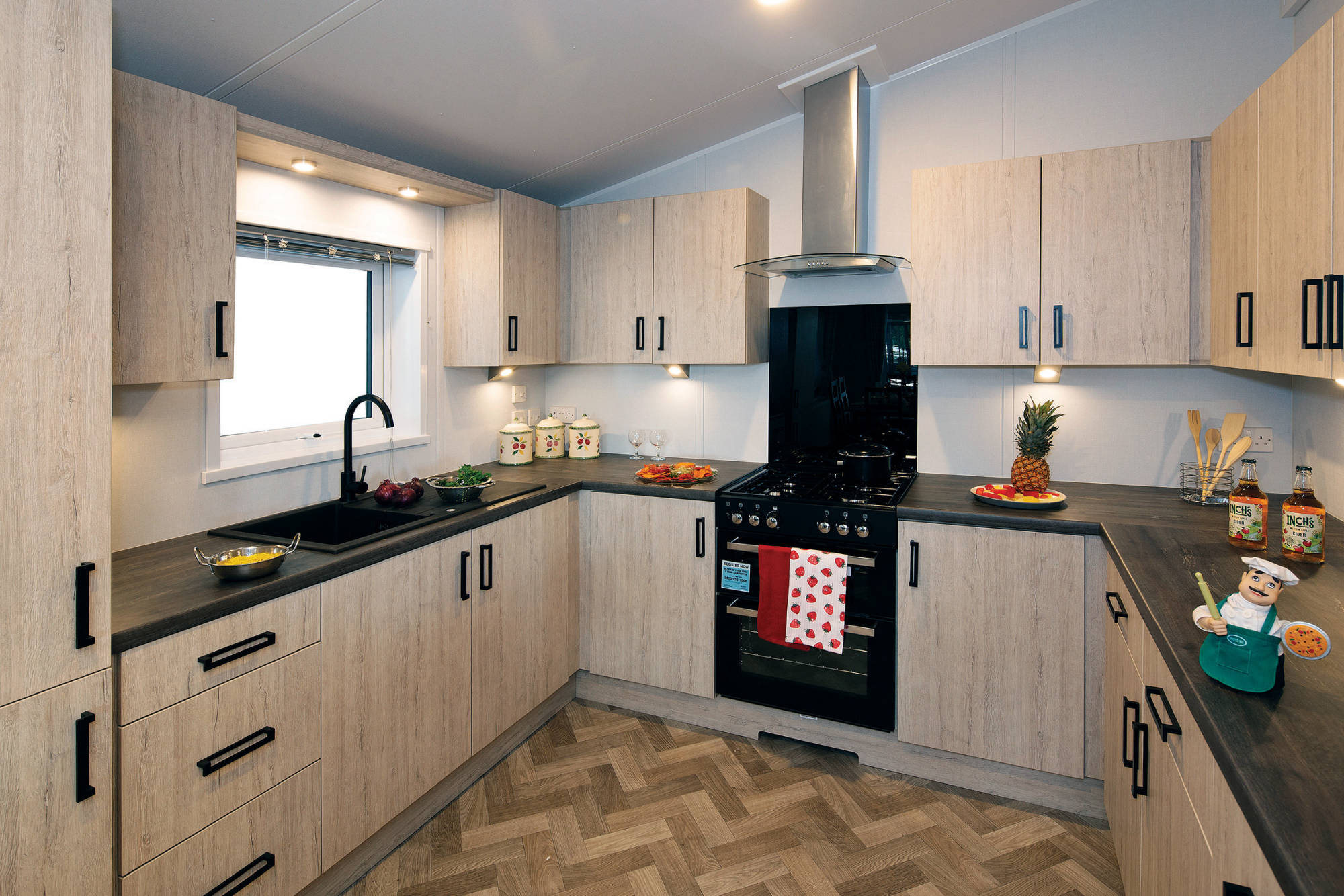 New Delta Newbury Static Caravan Residential Twin Lodge kitchen