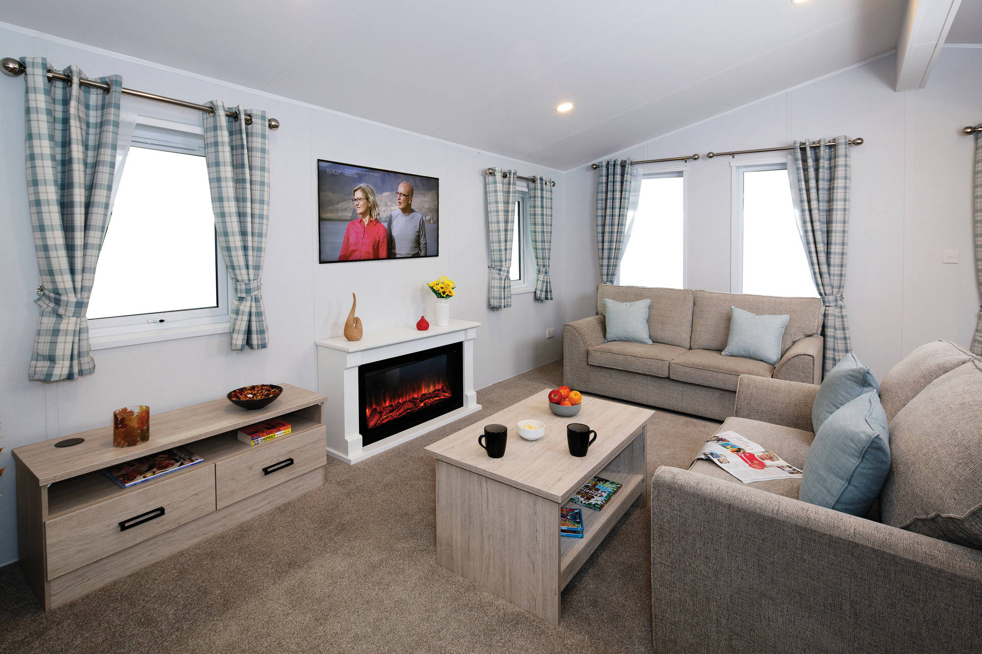 New Delta Newbury Static Caravan Residential Twin Lodge lounge