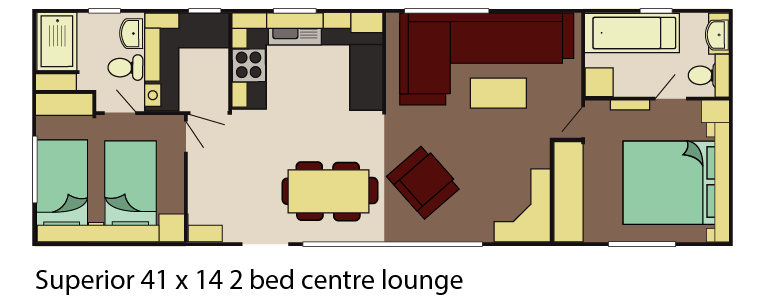 40 x 13 2 bedroom Centre Lounge - £61,995