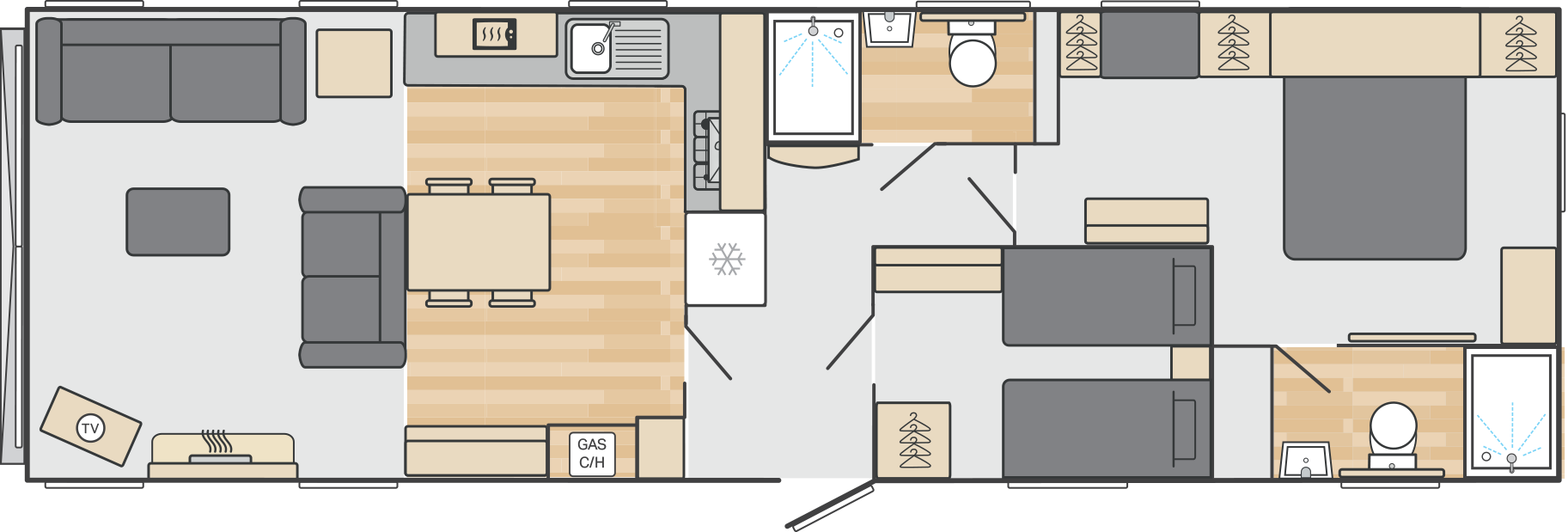 New Swift Vendee Lodge Static Caravan 42x13 2 bed floorplan
