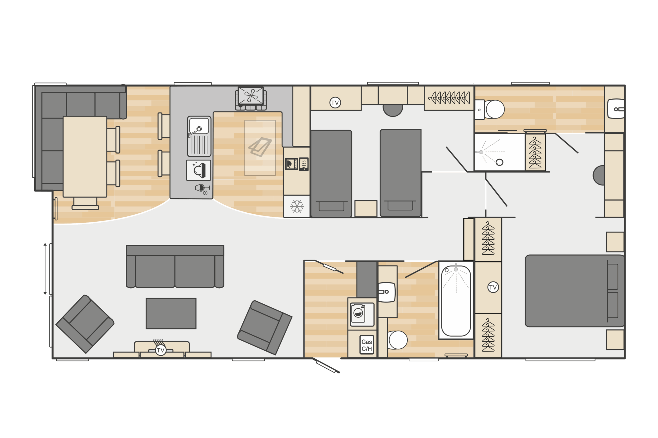 New Swift Toronto Lodge Static Caravan 43x20 2 bed floorplan
