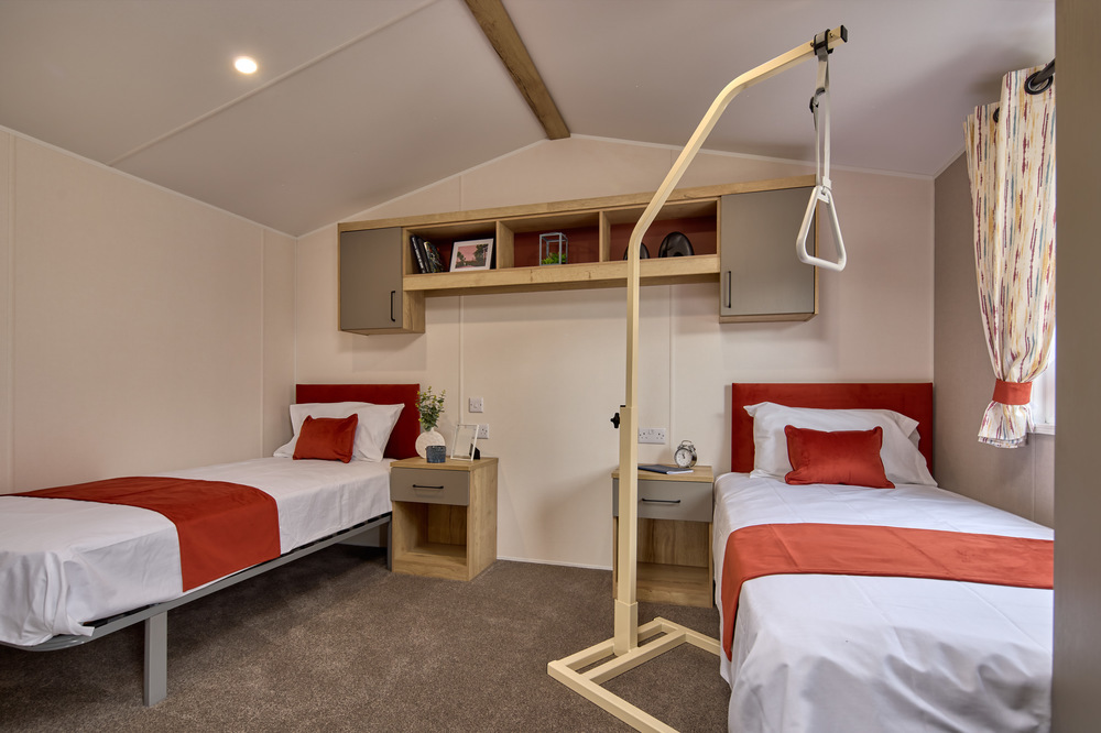 New Willerby Rio Access Wheelchair accessible static caravan main bedroom with hoist