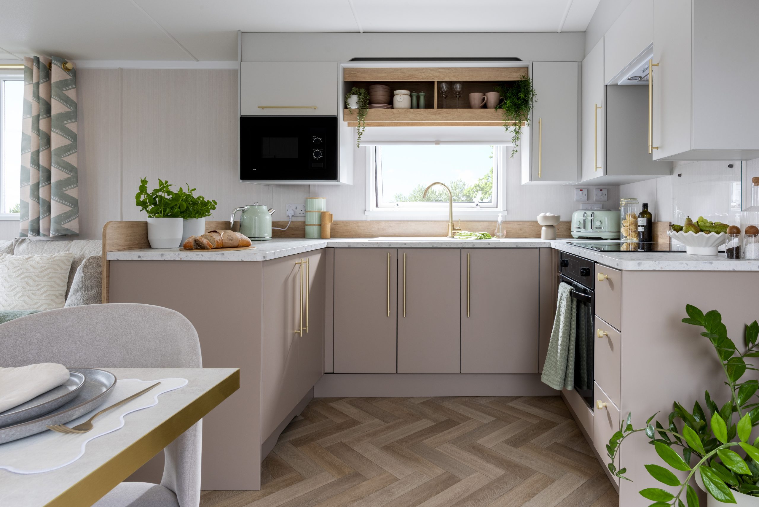 New Swift Burgundy Static Caravan kitchen