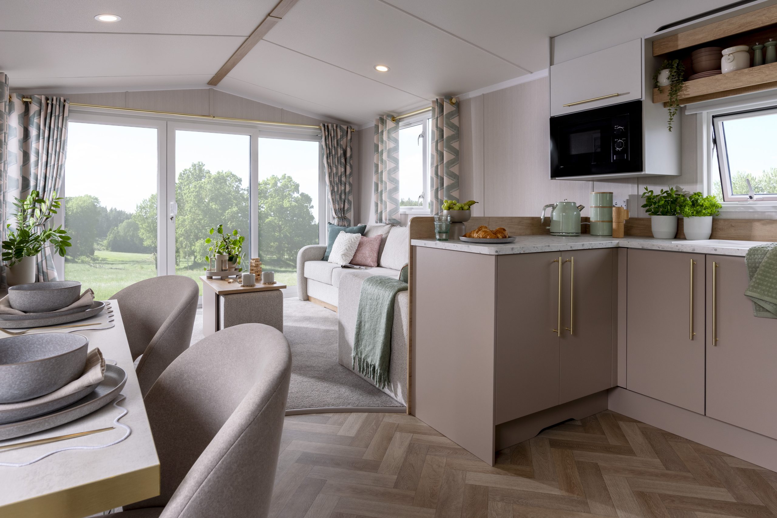 New Swift Burgundy Static Caravan interior