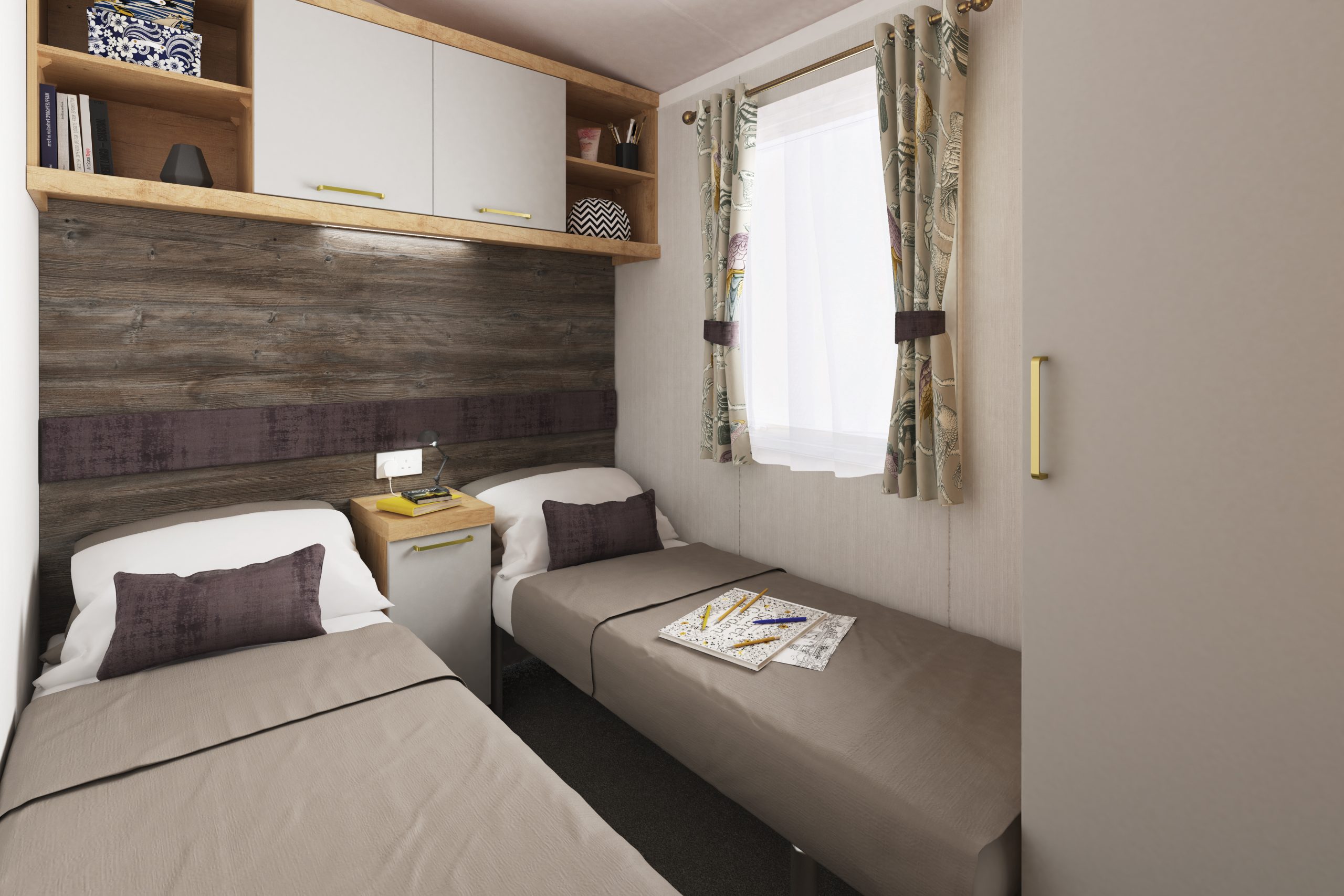 New Swift Bordeaux Static Caravan twin bedroom