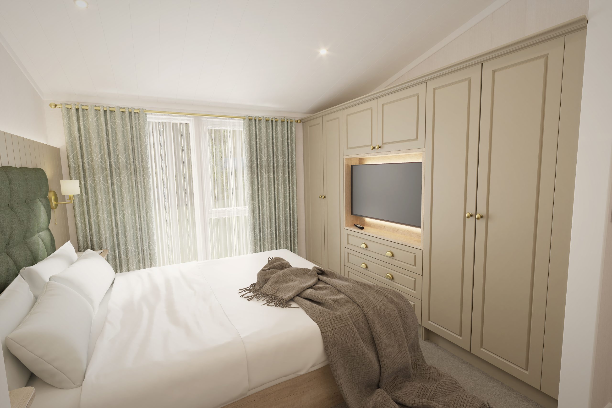 New Swift Toronto Lodge Static Caravan country master bedroom