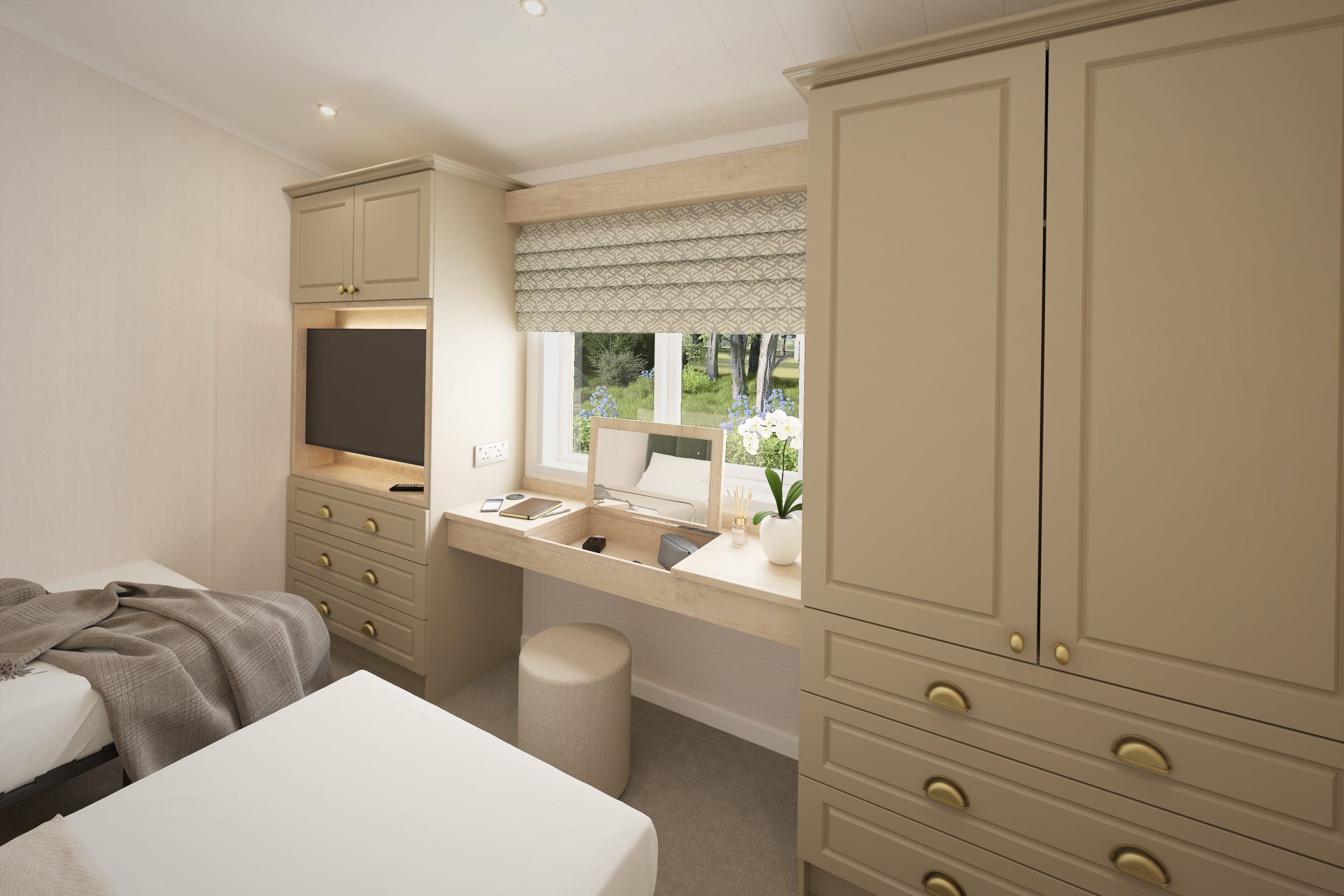 New Swift Toronto Lodge Static Caravan country twin bedroom