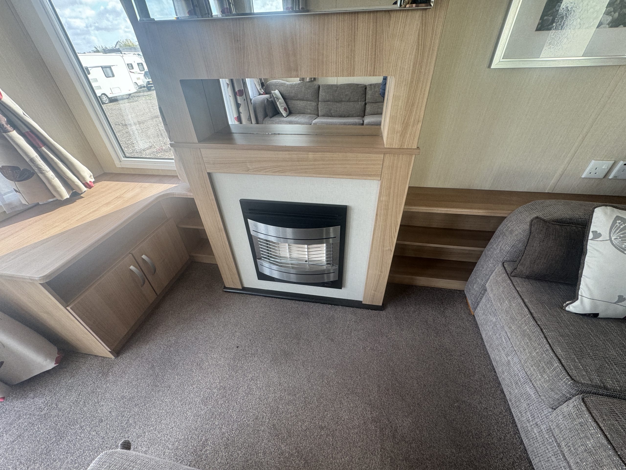 Preowned 2015 Swift Bordeaux 40x12 3 Bed Static Caravan fire