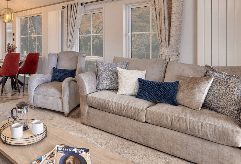 New Willerby Vogue static caravan sofa