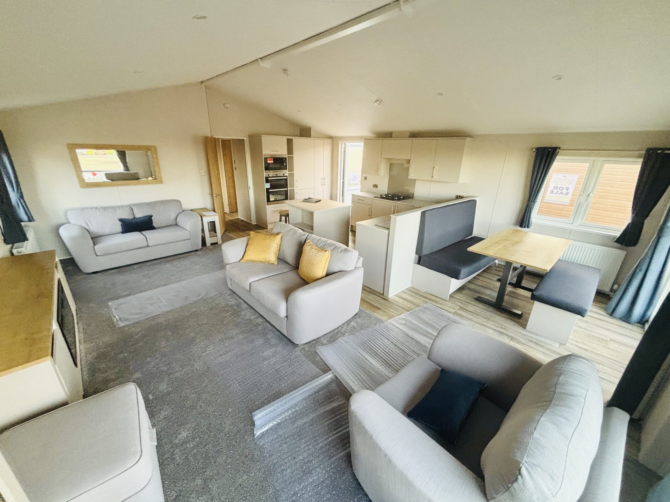 Ex Display 2024 Willerby Hayward Twin Lodge Static Caravan open plan living area