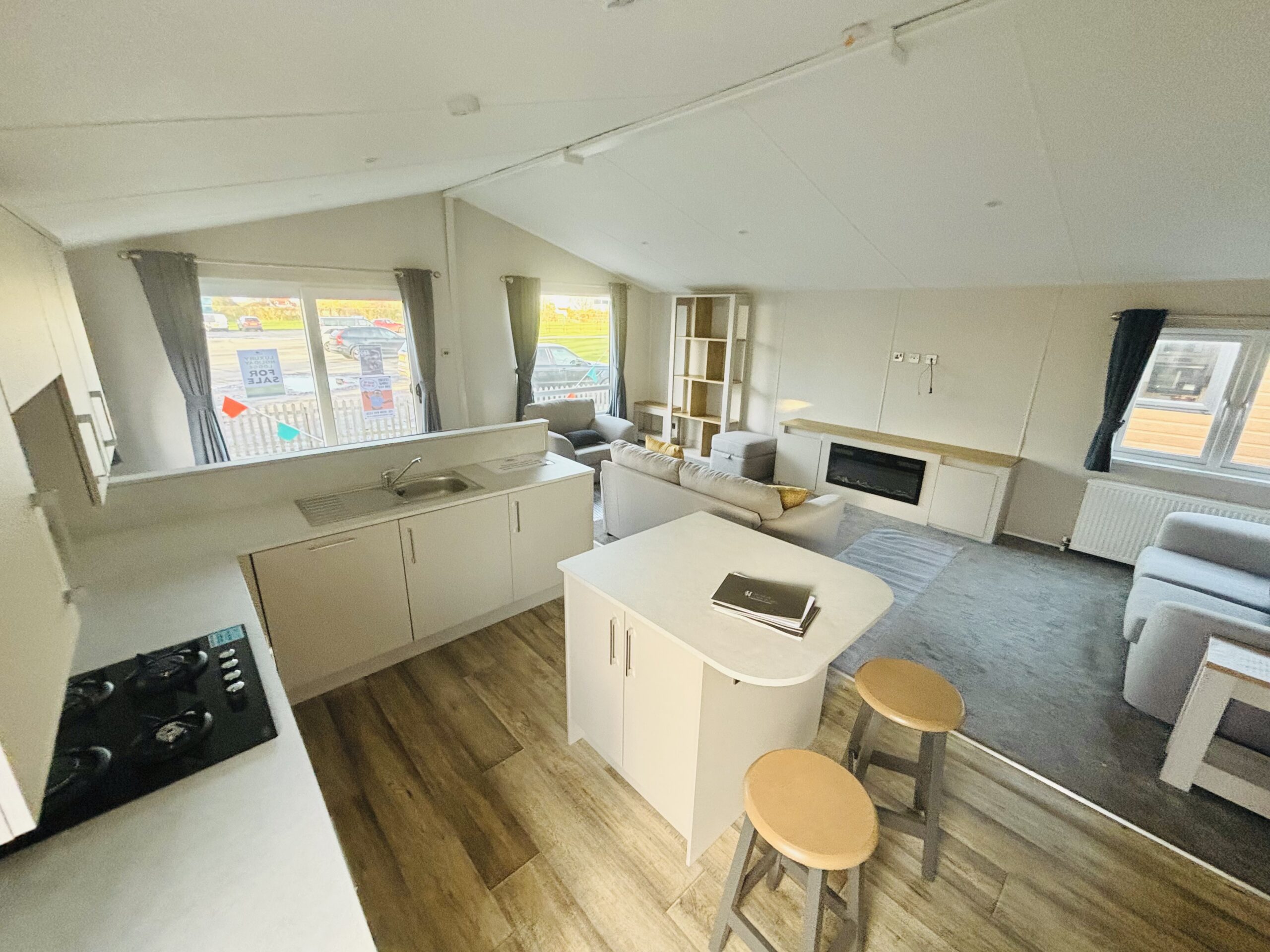 Ex Display 2024 Willerby Hayward Twin Lodge Static Caravan kitchen lounge